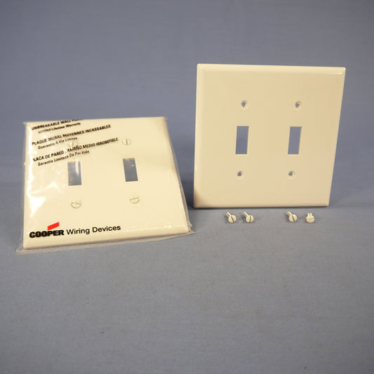 Cooper PJ2LA Light Almond 2-Gang Mid-Size Toggle Switch Nylon Wallplates 2-Pack