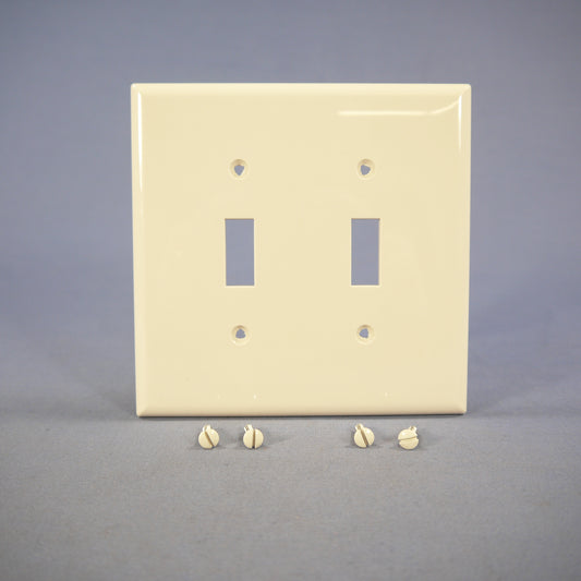 Cooper PJ2LA Light Almond 2-Gang Mid-Size Toggle Switch Nylon Wallplates 2-Pack