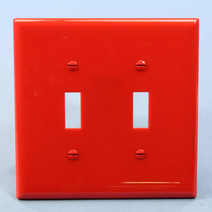 Cooper Red 2-Gang Mid-size Unbreakable Toggle Switch Cover Nylon Wallplate PJ2RD