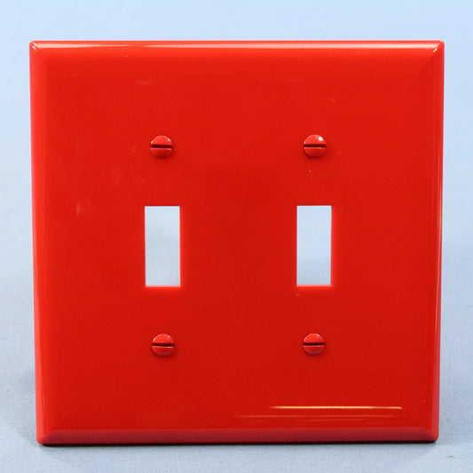 Cooper Red 2-Gang Mid-size Unbreakable Toggle Switch Cover Nylon Wallplate PJ2RD
