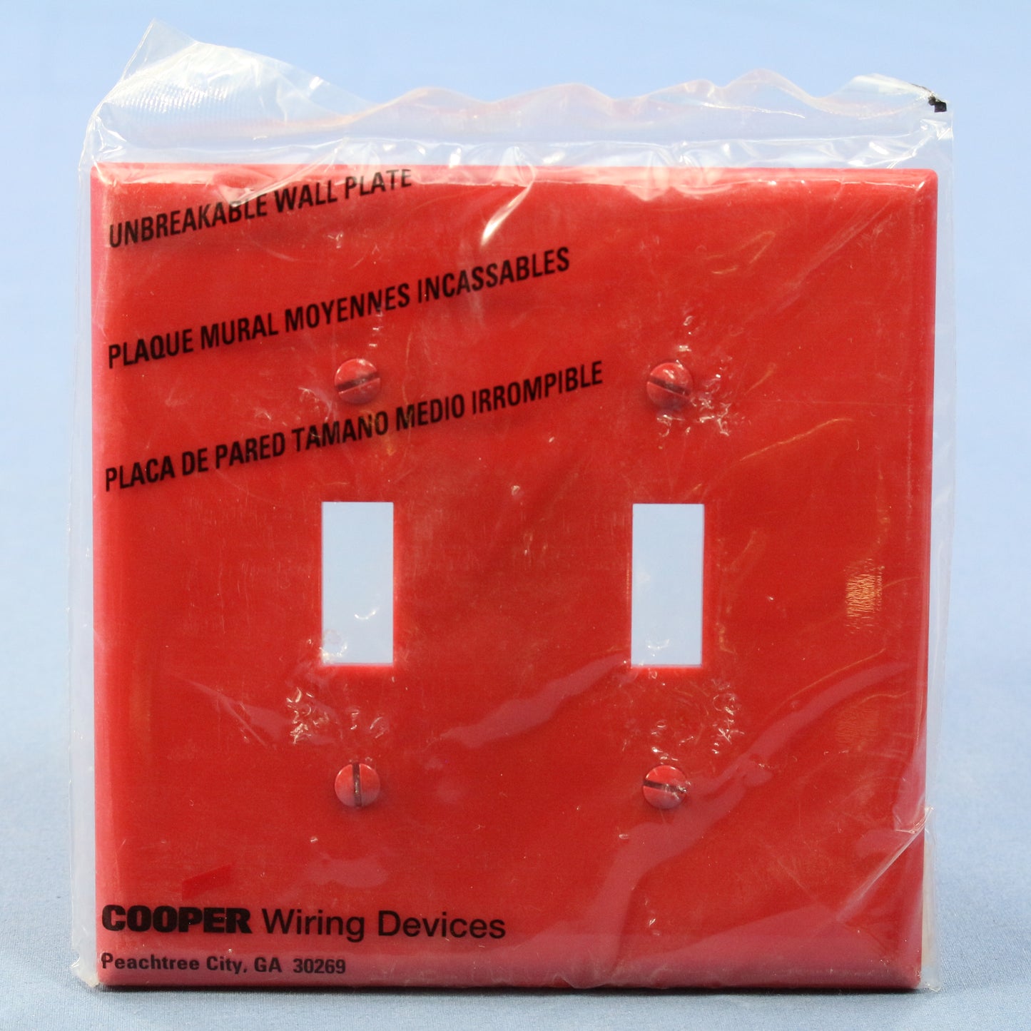 Cooper Red 2-Gang Mid-size Unbreakable Toggle Switch Cover Nylon Wallplate PJ2RD