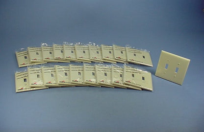 Cooper PJ2V Ivory 2-Gang Toggle Unbreakable Nylon Mid-Size Wallplate Cover 20pcs
