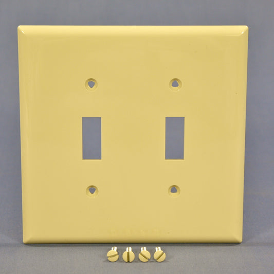 Cooper PJ2V Ivory 2-Gang Toggle Switch Unbreakable Mid-Size Wallplate Cover