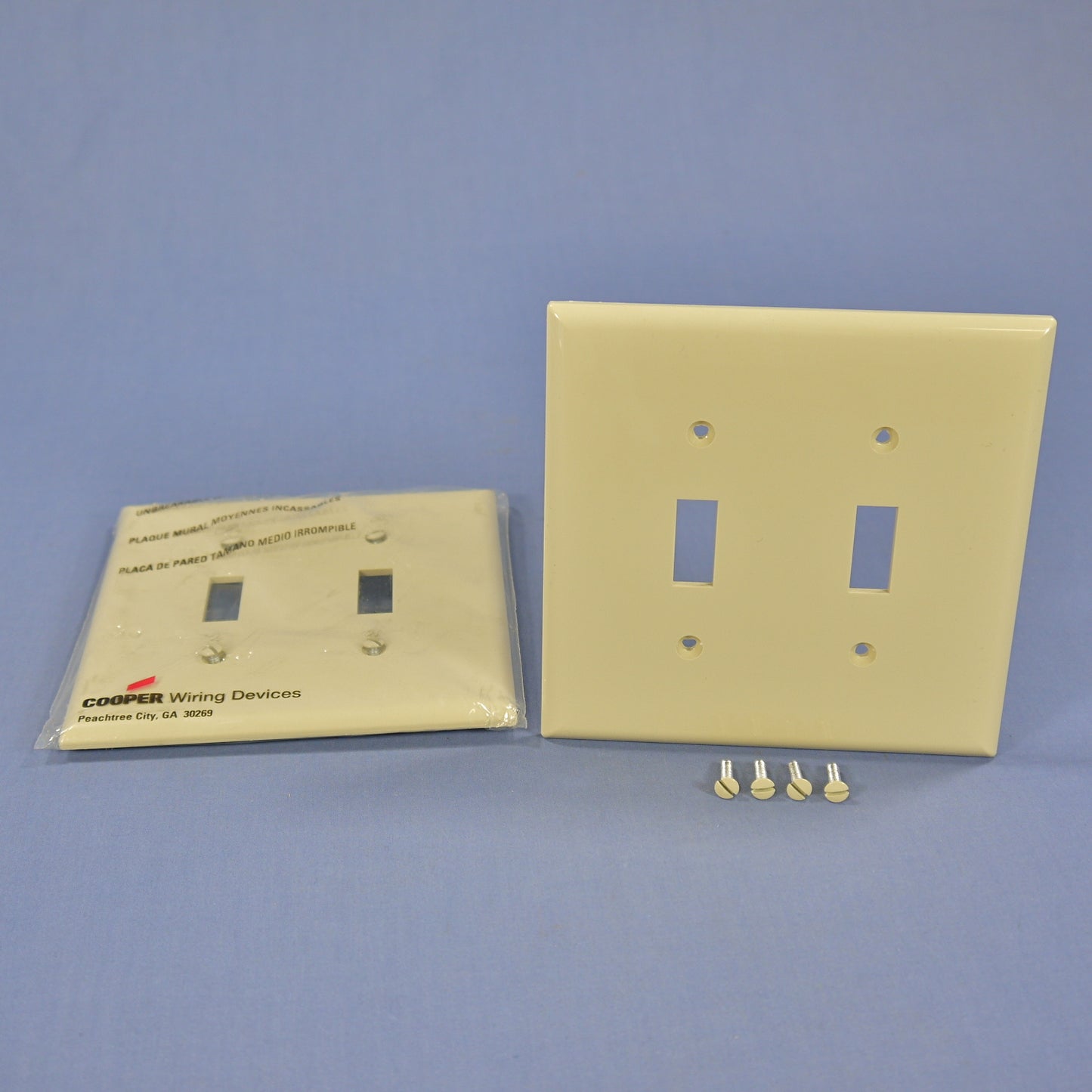 Cooper PJ2V Ivory 2-Gang Toggle Unbreakable Nylon Mid-Size Wallplate Cover 2pcs