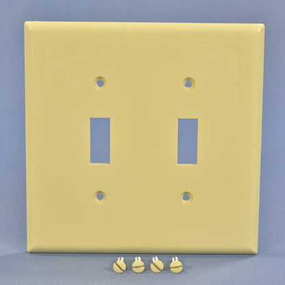 Cooper PJ2V Ivory 2-Gang Toggle Unbreakable Nylon Mid-Size Wallplate Cover 2pcs