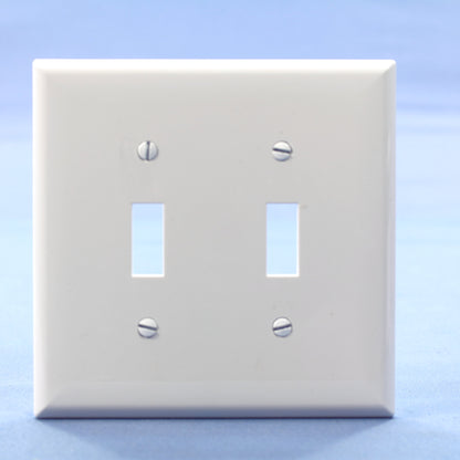 Cooper PJ2W White 2-Gang Unbreakable Toggle Nylon Mid-Size Wallplate Cover 20pcs
