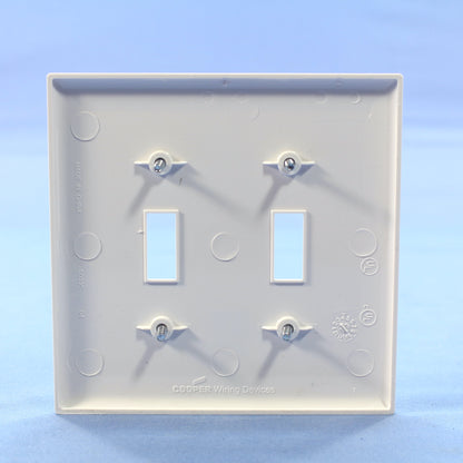 Cooper PJ2W White 2-Gang Unbreakable Toggle Nylon Mid-Size Wallplate Cover 20pcs