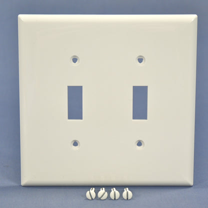 Cooper PJ2W White 2-Gang Toggle Switch Unbreakable Mid-Size Wallplate Cover