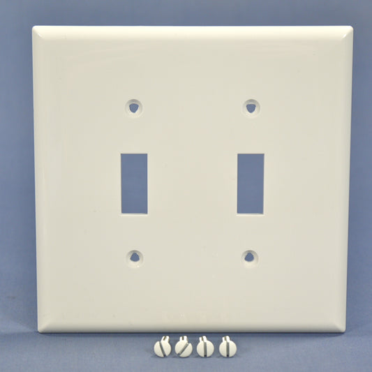 Cooper PJ2W White 2-Gang Toggle Switch Unbreakable Mid-Size Wallplate Cover
