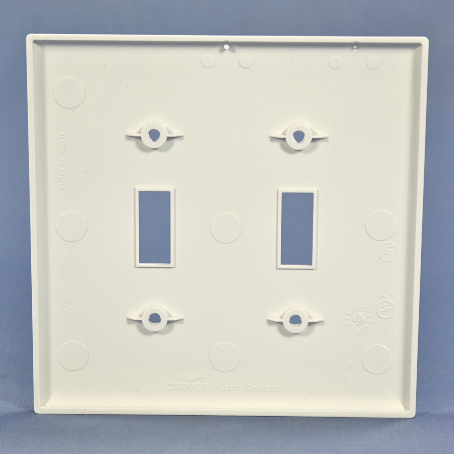 Cooper PJ2W White 2-Gang Toggle Switch Unbreakable Mid-Size Wallplate Cover