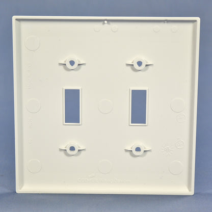 Cooper PJ2W White 2-Gang Toggle Switch Unbreakable Mid-Size Wallplate Cover