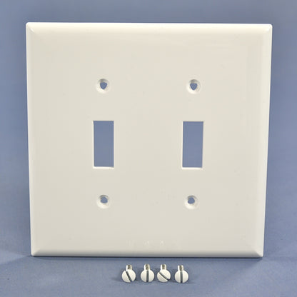 Cooper PJ2W White 2-Gang Toggle Unbreakable Nylon Mid-Size Wallplate Cover 2pcs