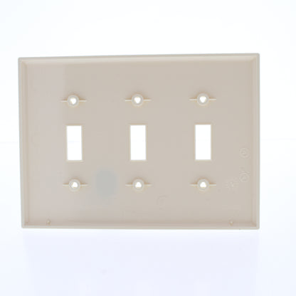 Cooper PJ3A Almond 3-Gang Toggle Unbreakable Nylon Mid-Size Wallplate Cover 10pc
