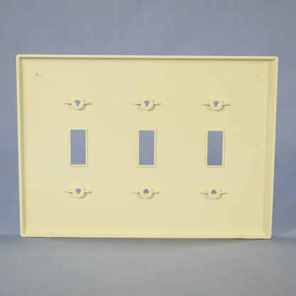Cooper PJ3A Almond 3-Gang Toggle Switch Unbreakable Nylon Mid-Size Wallplate