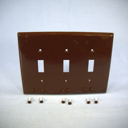 Cooper PJ3B Brown 3-Gang Toggle Switch Unbreakable Mid-Size Wallplate Cover