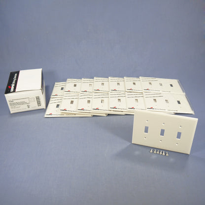 Cooper PJ3LA Lt Almond 3-Gang Mid-size Toggle Switch Cover Nylon Wallplate 15pcs