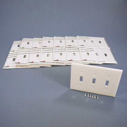 Cooper PJ3LA Lt Almond 3-Gang Mid-size Toggle Switch Cover Nylon Wallplate 15pcs