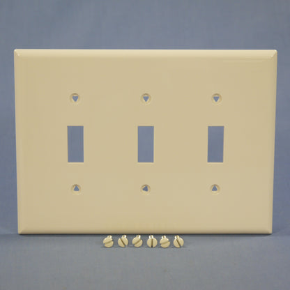 Cooper PJ3LA Light Almond 3-Gang Toggle Switch Unbreakable Mid-Size Wallplate