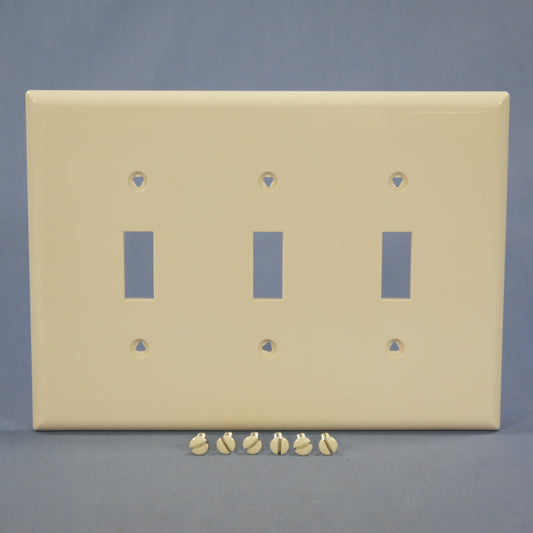 Cooper PJ3LA Light Almond 3-Gang Toggle Switch Unbreakable Mid-Size Wallplate