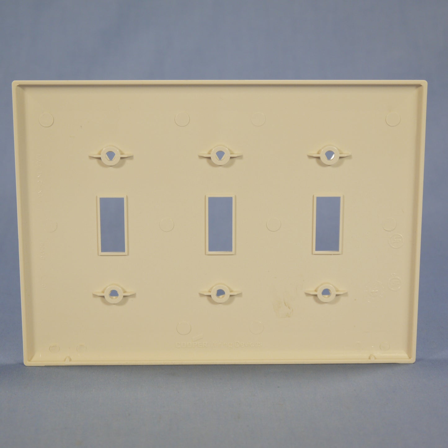 Cooper PJ3LA Light Almond 3-Gang Toggle Switch Unbreakable Mid-Size Wallplate