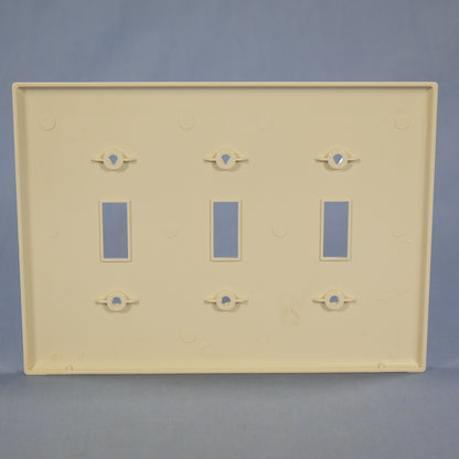 Cooper PJ3LA Light Almond 3-Gang Toggle Switch Unbreakable Mid-Size Wallplate