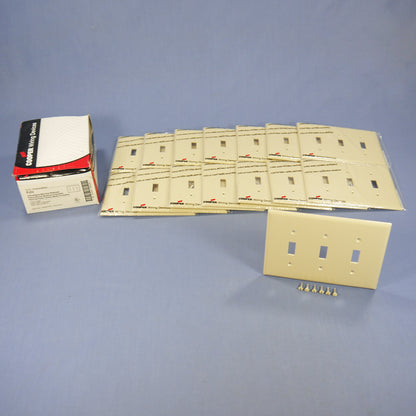 Cooper PJ3V Ivory 3-Gang Toggle Unbreakable Nylon Mid-Size Wallplate Cover 15pcs
