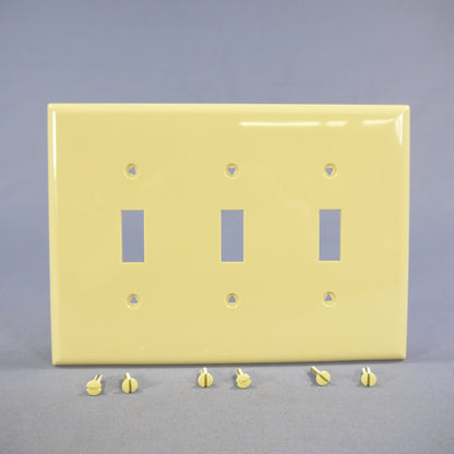 Cooper PJ3V Ivory 3-Gang Toggle Switch Unbreakable Mid-Size Wallplate Cover