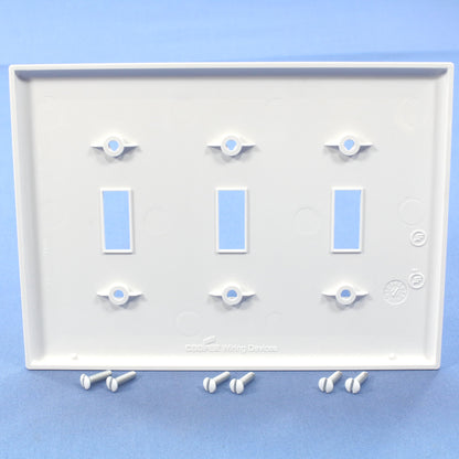 Cooper PJ3W White 3-Gang Mid-Size Unbreakable Toggle Switch Cover Wallplate 15pc