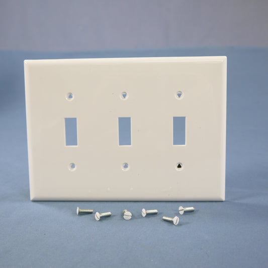 Cooper PJ3W White 3-Gang Toggle Switch Unbreakable Mid-Size Wallplate Cover
