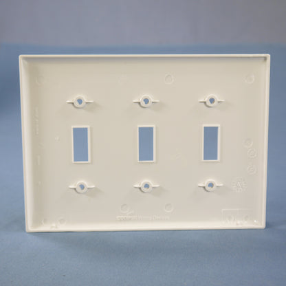 Cooper PJ3W White 3-Gang Toggle Switch Unbreakable Mid-Size Wallplate Cover