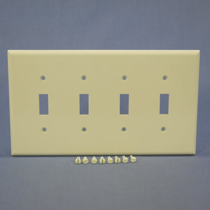 Cooper PJ4A Almond 4-Gang Unbreakable Toggle Switch Mid-Size Nylon Wallplate