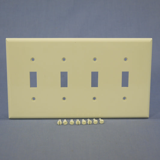 Cooper PJ4A Almond 4-Gang Unbreakable Toggle Switch Mid-Size Nylon Wallplate