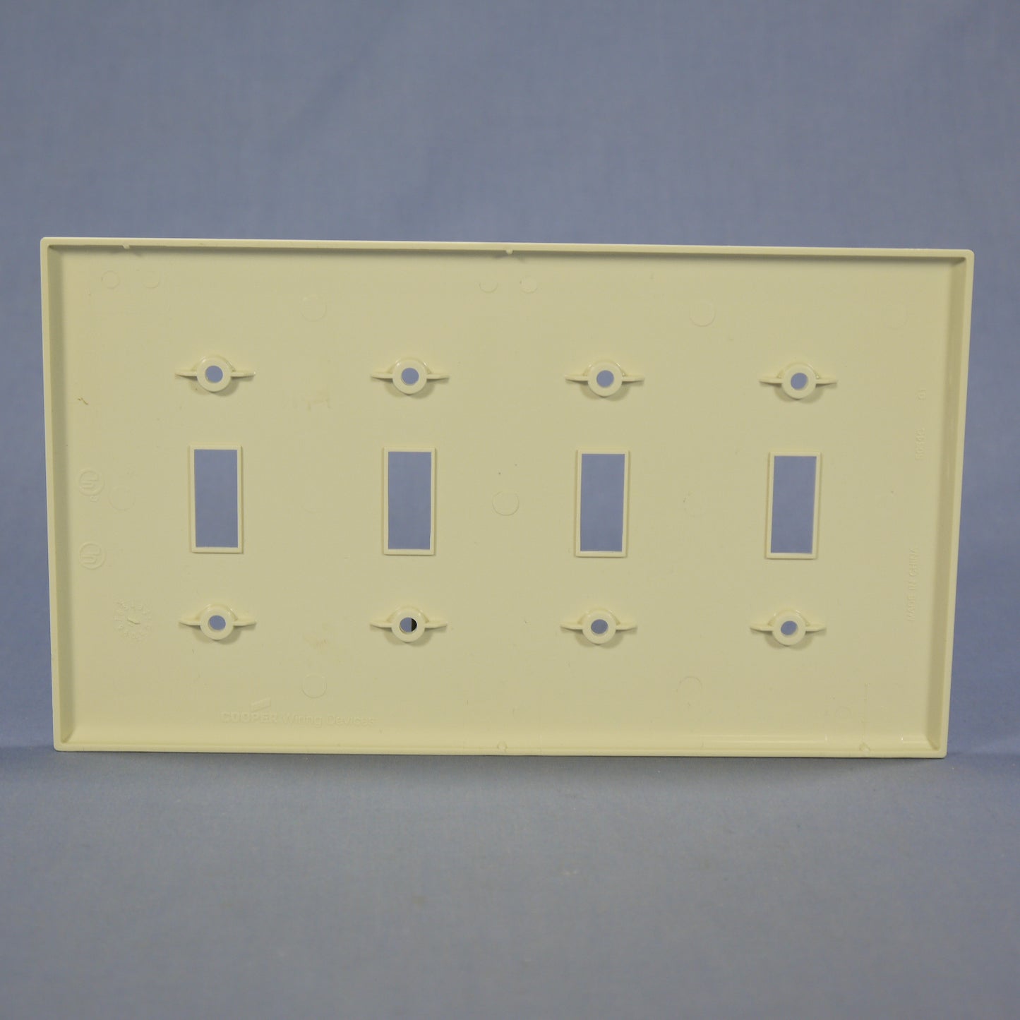 Cooper PJ4A Almond 4-Gang Unbreakable Toggle Switch Mid-Size Nylon Wallplate