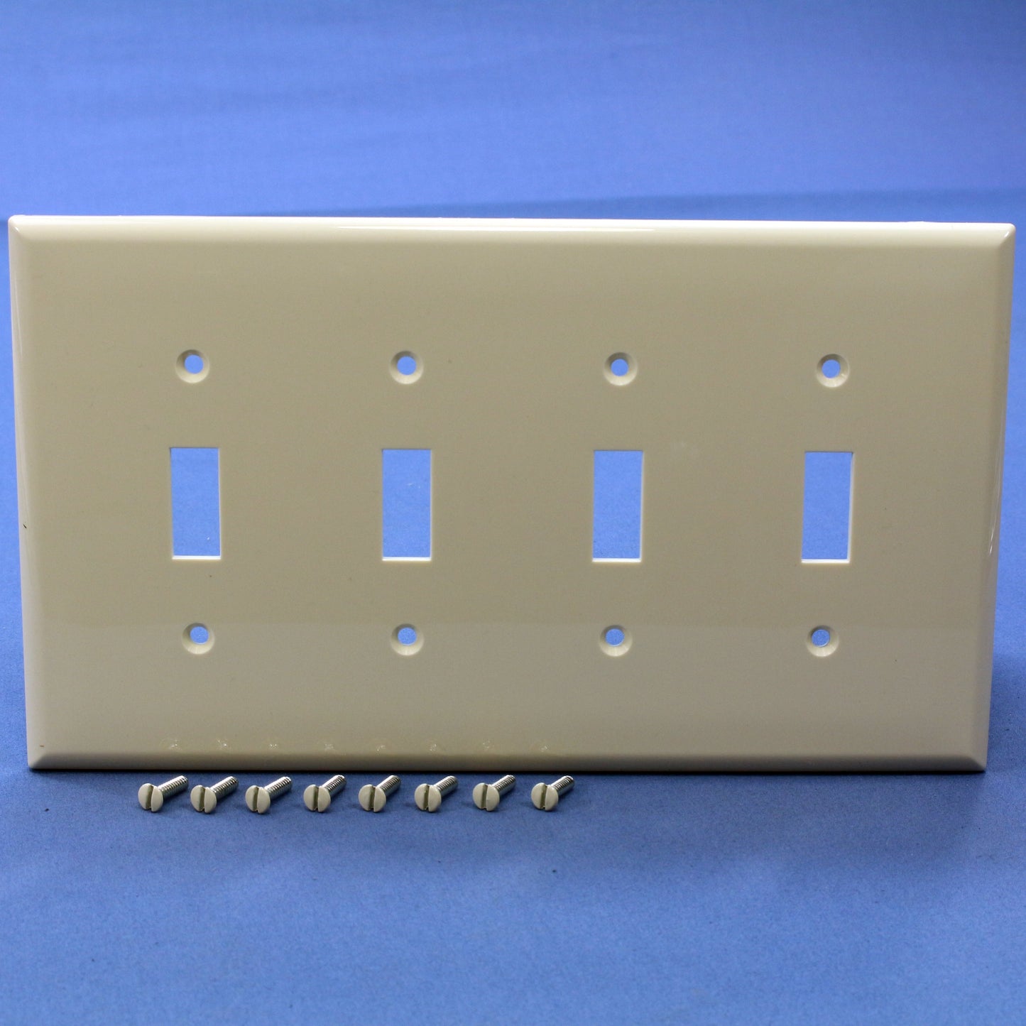 Cooper PJ4LA Lt Almond 4-Gang Toggle Unbreakable Mid-Size Wallplate Cover 10pcs