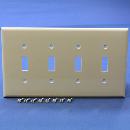 Cooper PJ4LA Lt Almond 4-Gang Toggle Unbreakable Mid-Size Wallplate Cover 10pcs