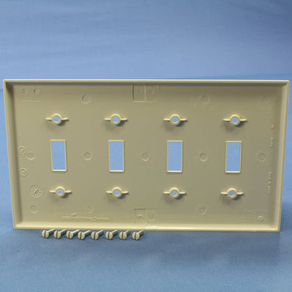 Cooper PJ4LA Lt Almond 4-Gang Toggle Unbreakable Mid-Size Wallplate Cover 10pcs