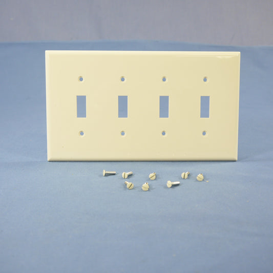 Cooper PJ4LA Light Almond 4-Gang Toggle Switch Unbreakable Mid-Size Wallplate