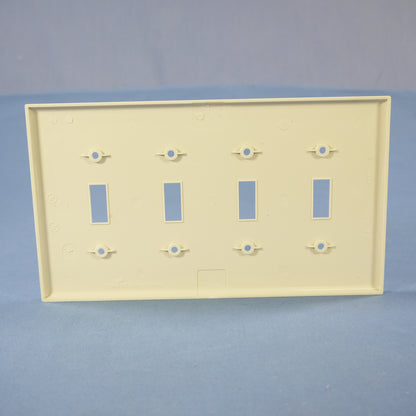 Cooper PJ4LA Light Almond 4-Gang Toggle Switch Unbreakable Mid-Size Wallplate