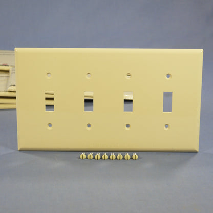 Cooper PJ4V Ivory 4-Gang Toggle Unbreakable Nylon Mid-Size Wallplate Cover 10pcs