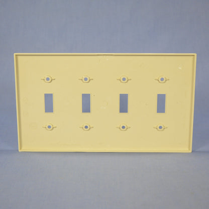 Cooper PJ4V Ivory 4-Gang Toggle Unbreakable Nylon Mid-Size Wallplate Cover 10pcs