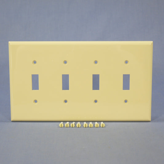 Cooper PJ4V Ivory 4-Gang Toggle Switch Unbreakable Mid-Size Wallplate Cover