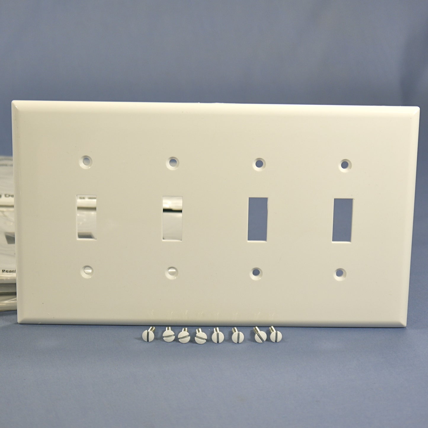 Cooper PJ4W White 4-Gang Unbreakable Nylon Toggle Mid-Size Wallplate Cover 10pcs