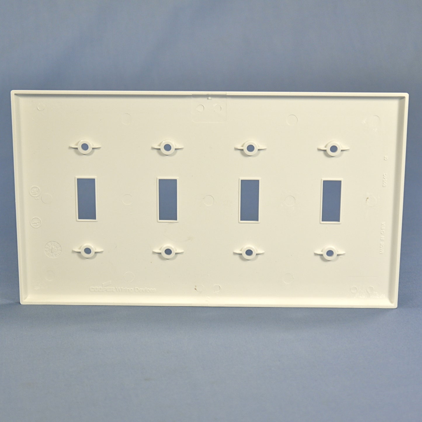 Cooper PJ4W White 4-Gang Toggle Switch Unbreakable Mid-Size Wallplate Cover