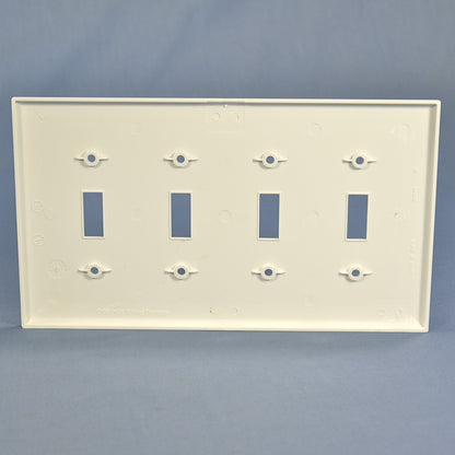 Cooper PJ4W White 4-Gang Toggle Switch Unbreakable Mid-Size Wallplate Cover