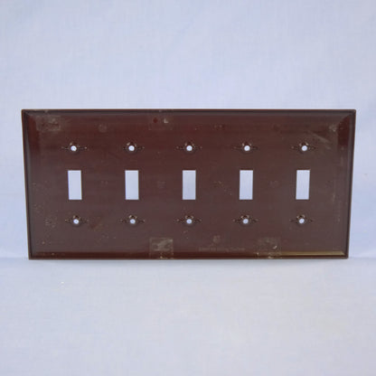 Cooper PJ5B Brown 5-Gang Mid-Size Toggle Switch Nylon Wallplate Cover 10-Pack