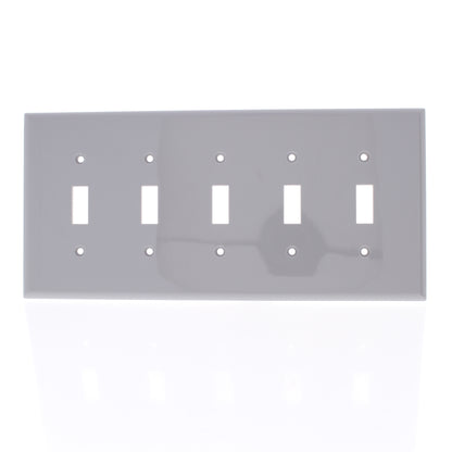 Cooper PJ5GY Gray 5-Gang Mid-Size Unbreakable Nylon Toggle Switch Nylon Cover
