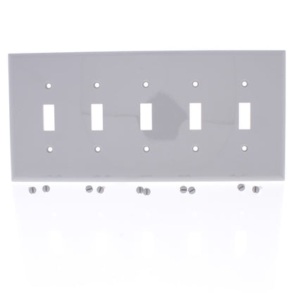 Cooper PJ5GY Gray 5-Gang Mid-Size Unbreakable Nylon Toggle Switch Nylon Cover