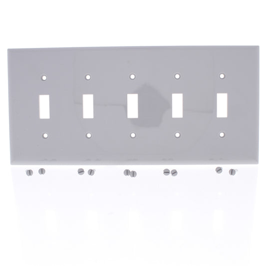 Cooper PJ5GY Gray 5-Gang Mid-Size Unbreakable Nylon Toggle Switch Nylon Cover