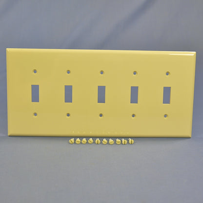Cooper PJ5V Ivory 5-Gang Toggle Switch Unbreakable Mid-Size Wallplate Cover
