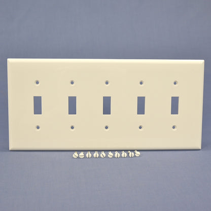 Cooper PJ5W White 5-Gang Unbreakable Toggle Switch Nylon Wallplate Midsize Cover